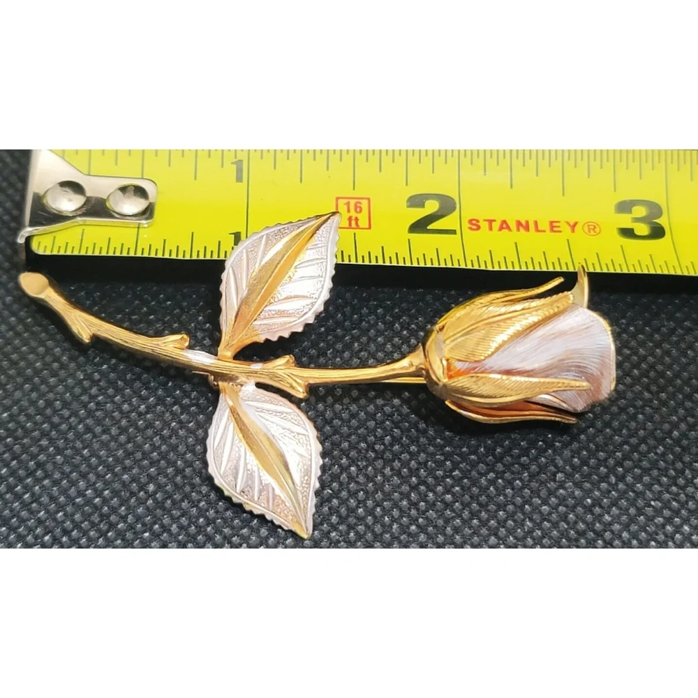 Mid Century Modern Gold And Silver Rose Brooch - Picture 8 of 9